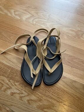 Women's The Row Neutral Tan Lace-Up Sandals